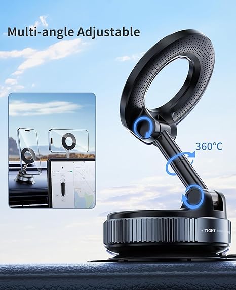 π Premium 360Β° Rotating Magnetic Car Phone Holder | Strong MagSafe Magnet | One-Touch Lock System | Adjustable Viewing Angle | Dashboard & Smooth Surface Mount π±β¨