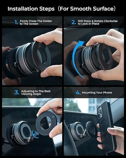 🚘 Premium 360° Rotating Magnetic Car Phone Holder | Strong MagSafe Magnet | One-Touch Lock System | Adjustable Viewing Angle | Dashboard & Smooth Surface Mount 📱✨