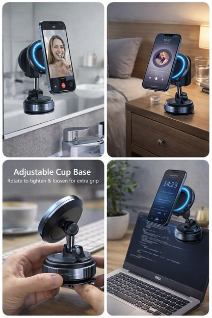 🚘 Premium 360° Rotating Magnetic Car Phone Holder | Strong MagSafe Magnet | One-Touch Lock System | Adjustable Viewing Angle | Dashboard & Smooth Surface Mount 📱✨