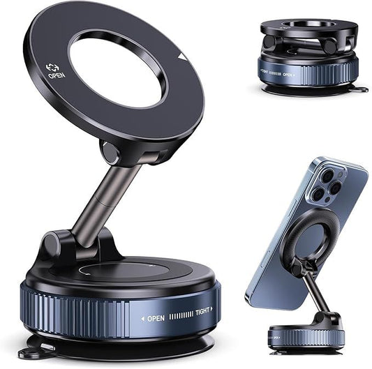 🚘 Premium 360° Rotating Magnetic Car Phone Holder | Strong MagSafe Magnet | One-Touch Lock System | Adjustable Viewing Angle | Dashboard & Smooth Surface Mount 📱✨